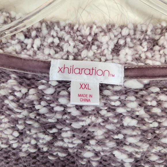 Xhilaration Purple Stripe Cropped Fit LS Sweater 2XL - Picture 6 of 8